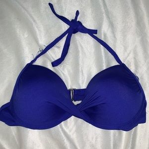 Bright blue push up bikini halter top